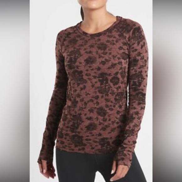 Athleta Momentum Top Spacedye Floral, Dried Cinnamon.  Size 6 - Picture 1 of 3